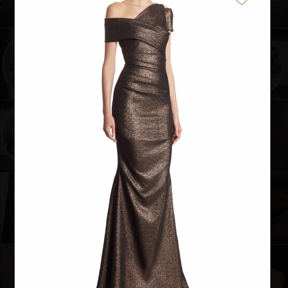 Talbot Runhof Metallic Scuba Gown